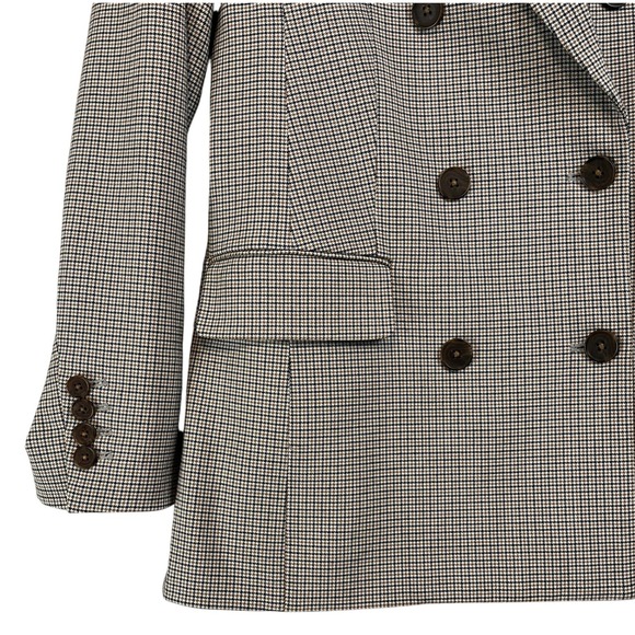 Babaton Womens Double Breasted Houndstooth Blazer Size 2 Brown Black‎ - Picture 7 of 11